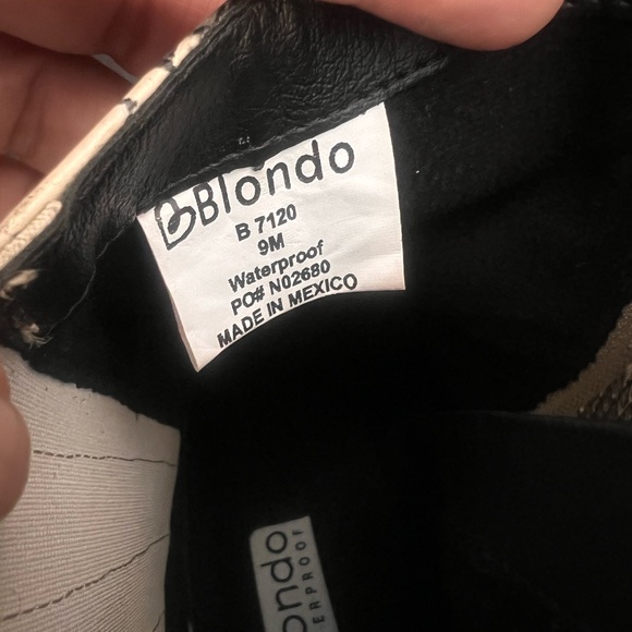 BLONDO SNAKE PRINT WATERPROOF ANKLE BOOTIES HEELS WOMENS SZ 9M Black Gray White - Picture 14 of 14